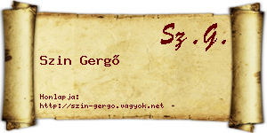 Szin Gergő névjegykártya